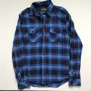 Urban Outfitters Salt Valley Blue Red Plaid Shirt